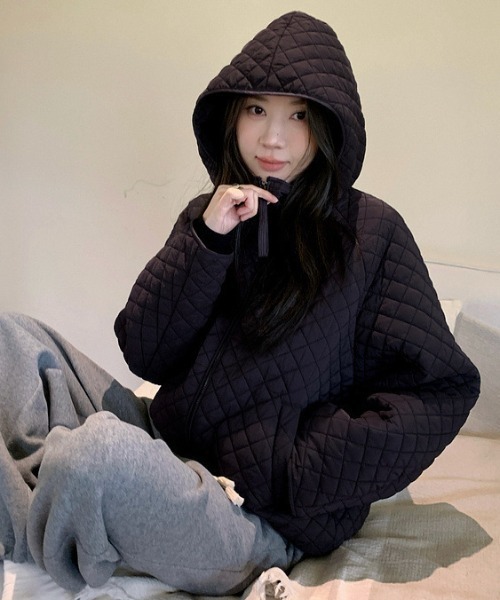 LAC-VERT（ラック・ヴェール）の「キルティングフーディーブルゾン（ブルゾン・レディース・ブラック/ブルー/オフホワイト・FREE）」の10枚目の写真