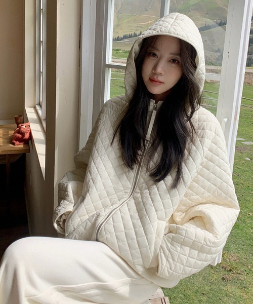 LAC-VERT（ラック・ヴェール）の「キルティングフーディーブルゾン（ブルゾン・レディース・ブラック/ブルー/オフホワイト・FREE）」の7枚目の写真