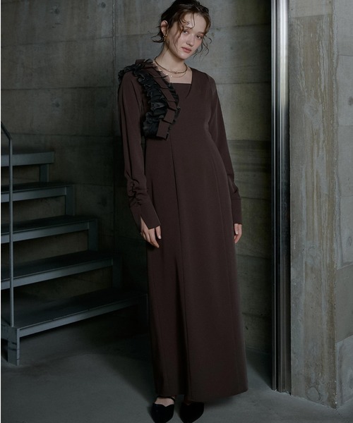 Shoulder frill I line dress（ドレス）｜LE'RURE（リルアー）の