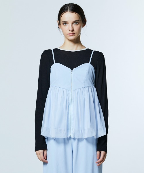 DOUBLE STANDARD CLOTHING（ダブルスタンダードクロージング）の「チュールバルーンオーバーキャミソール（シャツ/ブラウス・レディース・サックスブルー/チャコール・FREE）」の13枚目の写真