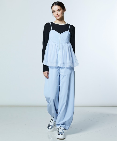 DOUBLE STANDARD CLOTHING（ダブルスタンダードクロージング）の「チュールバルーンオーバーキャミソール（シャツ/ブラウス・レディース・サックスブルー/チャコール・FREE）」の4枚目の写真