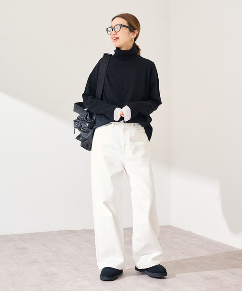 FRAMeWORK（フレームワーク）の「≪追加≫ハトメ付き天竺タートルネック（ニット/セーター・レディース・ブラック/チャコールグレー/レッド・FREE）」の4枚目の写真