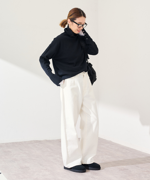 FRAMeWORK（フレームワーク）の「≪追加≫ハトメ付き天竺タートルネック（ニット/セーター・レディース・ブラック/チャコールグレー/レッド・FREE）」の5枚目の写真