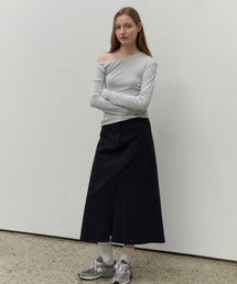 SO IR（ソイール）の「A LINE COTTON SKIRT - NAVY（スカート）」