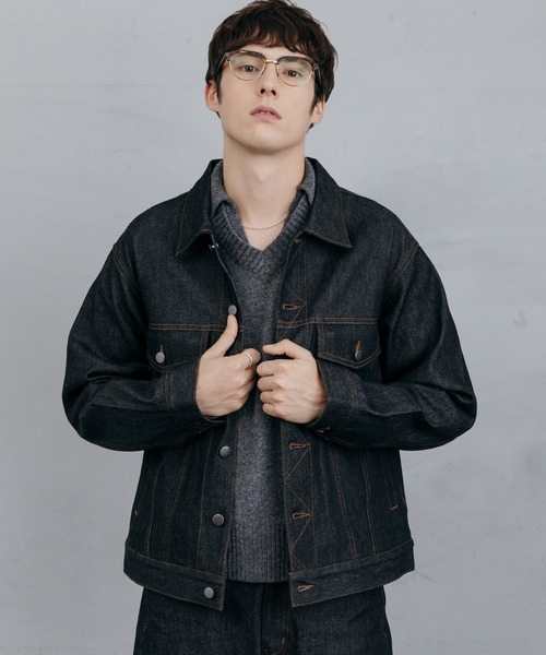 LURAKU（ルラク）の「【LURAKU】Rigid Denim Jacket / リジットデニムジャケット｜SETUP対応（デニムジャケット・メンズ・ブラック・S/M/L）」の3枚目の写真