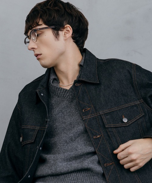 LURAKU（ルラク）の「【LURAKU】Rigid Denim Jacket / リジットデニムジャケット｜SETUP対応（デニムジャケット・メンズ・ブラック・S/M/L）」の11枚目の写真