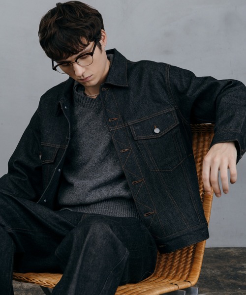 LURAKU（ルラク）の「【LURAKU】Rigid Denim Jacket / リジットデニムジャケット｜SETUP対応（デニムジャケット・メンズ・ブラック・S/M/L）」の8枚目の写真