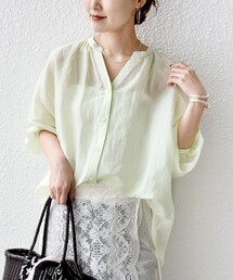 SHIPS | 〈手洗い可能〉IMPERIAL LINEN 混 バンドカラー スキッパー シャツ(シャツ/ブラウス)