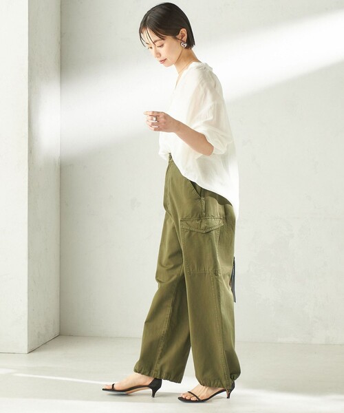 SHIPS（シップス）の「【実力派ベーシック】〈手洗い可能〉IMPERIAL LINEN 混 バンドカラー スキッパー シャツ（シャツ/ブラウス・レディース・ネイビー/ミント/オフホワイト/ブラウン・ONE SIZE）」の13枚目の写真