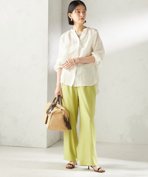SHIPS（シップス）の「【実力派ベーシック】〈手洗い可能〉IMPERIAL LINEN 混 バンドカラー スキッパー シャツ（シャツ/ブラウス・レディース・ネイビー/ミント/オフホワイト/ブラウン・ONE SIZE）」の16枚目の写真