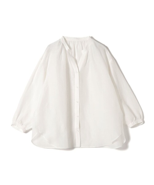 SHIPS（シップス）の「〈手洗い可能〉IMPERIAL LINEN 混 バンドカラー スキッパー シャツ（シャツ/ブラウス・レディース・ネイビー/ミント/オフホワイト/ブラウン・ONE SIZE）」の11枚目の写真
