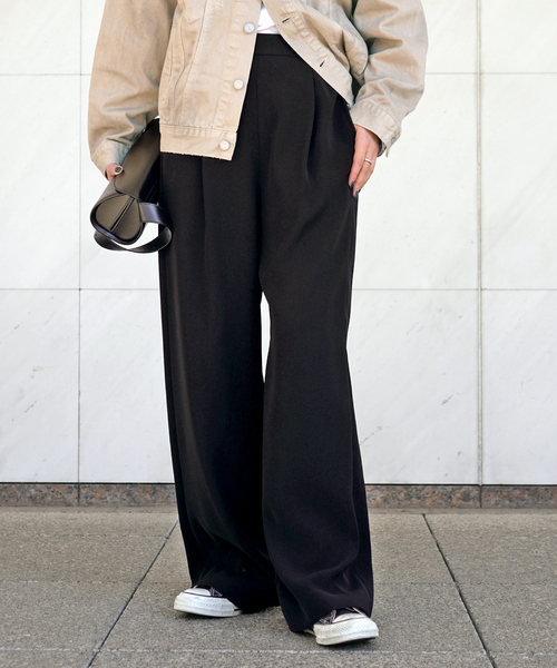 EVERYDAY I LIKE.（エヴリディアイライク）の「*イージーワイドパンツ（その他パンツ・レディース・ブラック/ネイビー・38/36/34）」の2枚目の写真