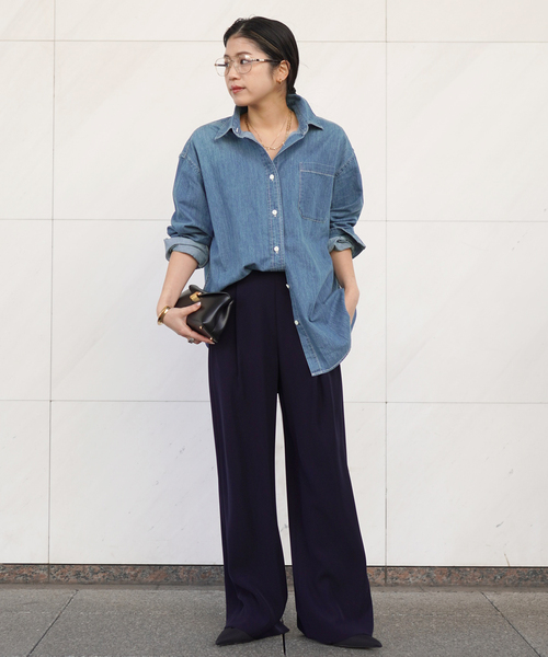 EVERYDAY I LIKE.（エヴリディアイライク）の「*イージーワイドパンツ（その他パンツ・レディース・ブラック/ネイビー・38/36/34）」の4枚目の写真