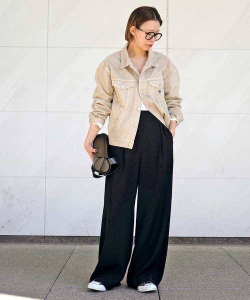 EVERYDAY I LIKE.（エヴリディアイライク）の「*イージーワイドパンツ（その他パンツ・レディース・ブラック/ネイビー・38/36/34）」の6枚目の写真