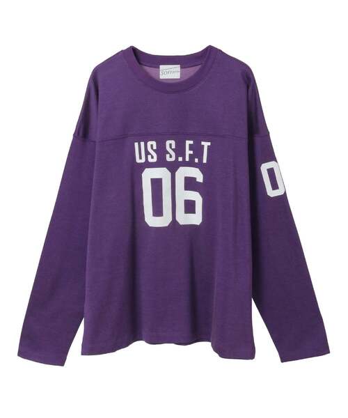 SOFFITTO(ソフィット)の「フットボールロングTシャツ(Tシャツ/カットソー・レディース・ホワイト/パープル・FREE)」の10枚目の写真