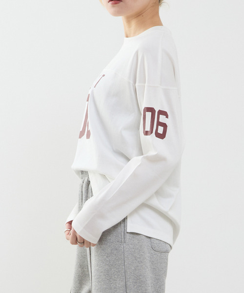 SOFFITTO(ソフィット)の「フットボールロングTシャツ(Tシャツ/カットソー・レディース・ホワイト/パープル・FREE)」の17枚目の写真