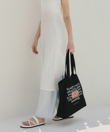 ZEROSTREET（ゼロストリート）の「レタリングピーチエコバッグ / ブラック（エコバッグ/サブバッグ）」