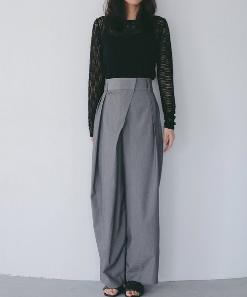 AJUGA.（アジュガ）の「ラップデザイン ツイルパンツ（スラックス・レディース・チャコールグレー/ベージュ・S/M）」の15枚目の写真