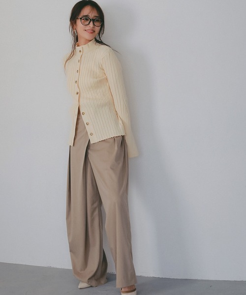 AJUGA.（アジュガ）の「ラップデザイン ツイルパンツ（スラックス・レディース・チャコールグレー/ベージュ・S/M）」の11枚目の写真