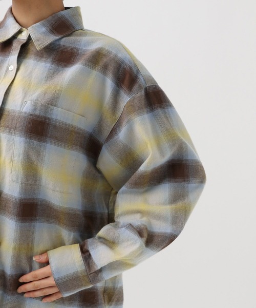 BAYFLOW（ベイフロー）の「Feels FLOWチェックシャツ（シャツ/ブラウス・レディース・イエロー/チャコールグレー/オフホワイト/オレンジ・FREE）」の16枚目の写真