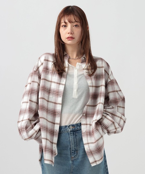 BAYFLOW(ベイフロー)の「Feels FLOWチェックシャツ(シャツ/ブラウス・レディース・イエロー/チャコールグレー/オフホワイト/オレンジ・FREE)」の10枚目の写真