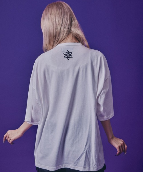 Salong hameu（サロン ハミュー）の「「たぶん、無理。」イラストプリントTシャツ/ビッグシルエット サブカル 病み系 ストリート（Tシャツ/カットソー・メンズ・ブラック/ホワイト系その他/ホワイト/ブラック系その他/サックスブルー・M/L）」の21枚目の写真
