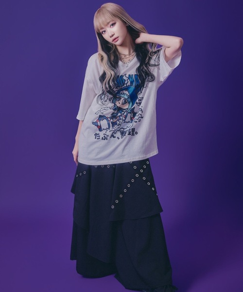 Salong hameu（サロン ハミュー）の「「たぶん、無理。」イラストプリントTシャツ/ビッグシルエット サブカル 病み系 ストリート（Tシャツ/カットソー・メンズ・ブラック/ホワイト系その他/ホワイト/ブラック系その他/サックスブルー・M/L）」の22枚目の写真