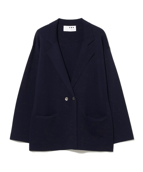 EFFE BEAMS（エッフェビームス）の「three dots / ニット ダブル ジャケット［手洗い可］（テーラードジャケット・レディース・オフホワイト/ネイビー・ONE SIZE）」の2枚目の写真