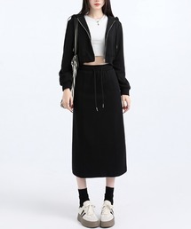 N.s（エヌドットエス）の「スウェット　ジップアップパーカー　スカート上下2点セット(SET UP・セットアップアイテム・空港コーデ)（セットアップ）」