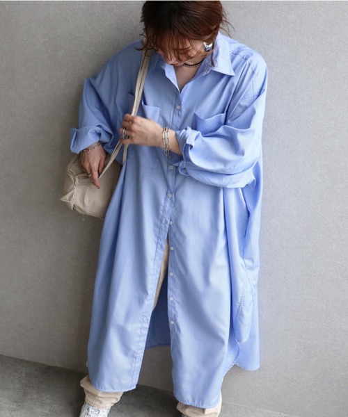 zena（ジェナ）の「ストライプシャツワンピース（シャツワンピース・レディース・ライトブルー/ブルー・M）」の2枚目の写真