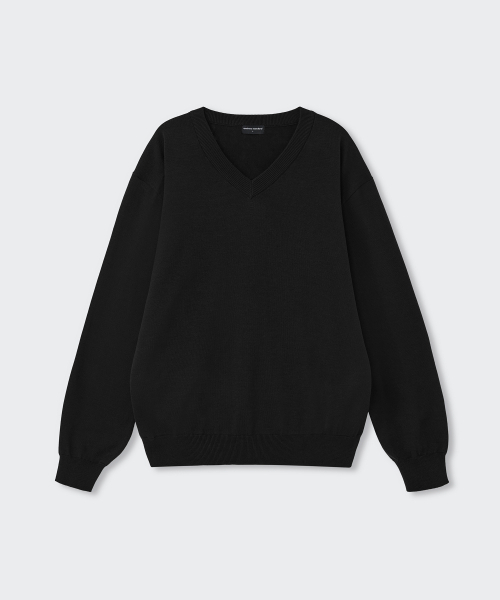MUSINSA STANDARD（ムシンサスタンダード）の「ウォッシャブルスーピマコットンVネックニット[ブラック]（ニット/セーター・メンズ・ブラック・SMALL/MEDIUM/LARGE/X-LARGE/2XL）」の8枚目の写真