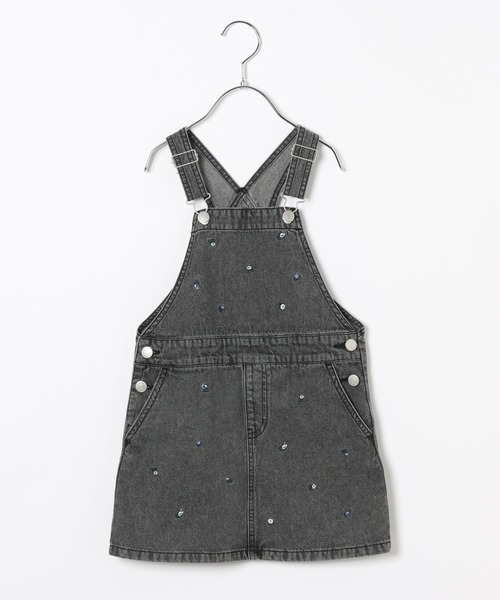 GLOBAL WORK（グローバルワーク）の「フラワー刺繍ジャンスカ/T/629892（サロペット/オーバーオール・キッズ・オフホワイト/ブラック・100cm/110cm/120cm）」の7枚目の写真
