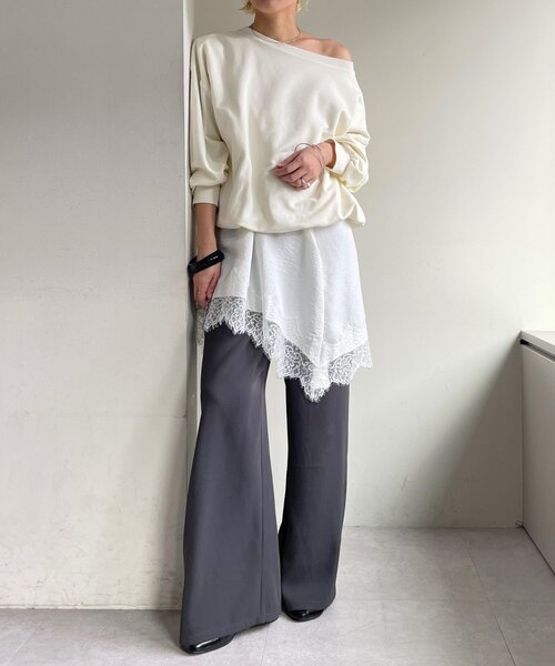 Omekashi（オメカシ）の「裏毛バルーンスウェット（スウェット・レディース・チャコールグレー/オフホワイト/ライトグレー・FREE）」の9枚目の写真