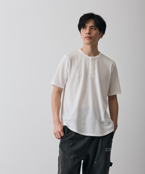 improves(インプローブス)の「ワッフル ヘンリー ネック 半袖Tシャツ(Tシャツ/カットソー・メンズ・杢グレー/ホワイト・LARGE/X-LARGE/SMALL/MEDIUM)」の10枚目の写真
