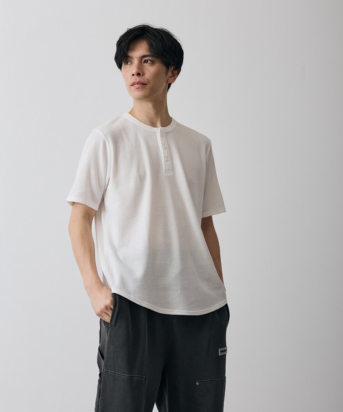 improves(インプローブス)の「ワッフル ヘンリー ネック 半袖Tシャツ(Tシャツ/カットソー・メンズ・杢グレー/ホワイト・LARGE/X-LARGE/SMALL/MEDIUM)」の12枚目の写真