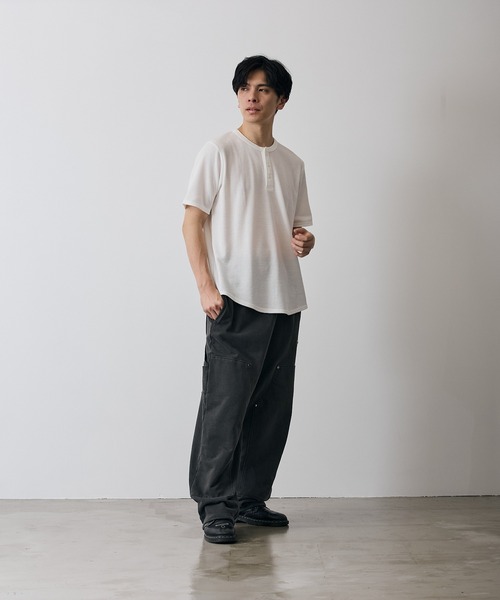 improves(インプローブス)の「ワッフル ヘンリー ネック 半袖Tシャツ(Tシャツ/カットソー・メンズ・杢グレー/ホワイト・LARGE/X-LARGE/SMALL/MEDIUM)」の20枚目の写真