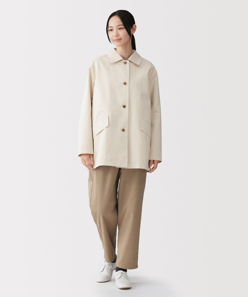 無印良品（ムジルシリョウヒン）の「婦人　撥水　コットン混　ツイル　ステンカラーハーフコート（ステンカラーコート・レディース・アイボリー/ダークネイビー/ベージュ・S/M/L/XL）」の4枚目の写真