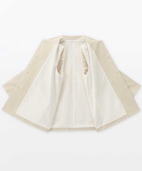 無印良品（ムジルシリョウヒン）の「婦人　撥水　コットン混　ツイル　ステンカラーハーフコート（ステンカラーコート・レディース・アイボリー/ダークネイビー/ベージュ・S/M/L/XL）」の5枚目の写真