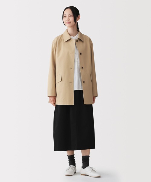 無印良品（ムジルシリョウヒン）の「婦人　撥水　コットン混　ツイル　ステンカラーハーフコート（ステンカラーコート・レディース・アイボリー/ダークネイビー/ベージュ・S/M/L/XL）」の8枚目の写真