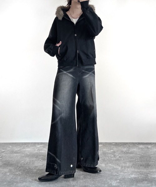 ADRER（アドラー）の「Detachable Fur Short Full-Zip Parkar / デタッチャブルファーショートフルジップパーカー（パーカー・メンズ・ブラック系1/ブラック・XS/L/M/S）」の12枚目の写真