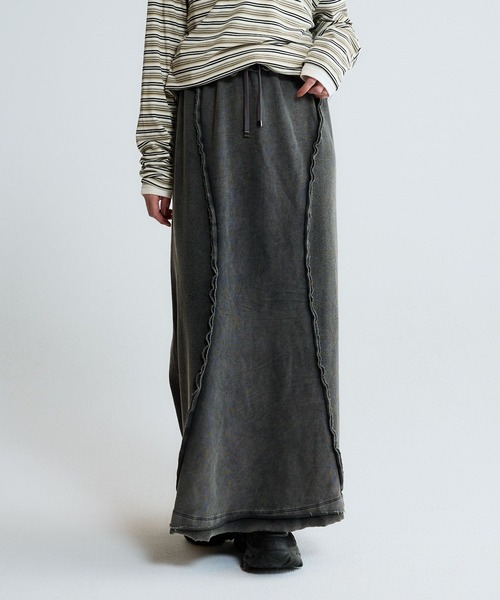 JEANASIS（ジーナシス）の「ウェーブスウェットナロースカート/654900（スカート・レディース・ピンク/チャコールグレー/グレー・FREE）」の2枚目の写真