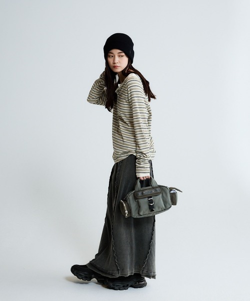 JEANASIS（ジーナシス）の「ウェーブスウェットナロースカート/654900（スカート・レディース・ピンク/チャコールグレー/グレー・FREE）」の5枚目の写真