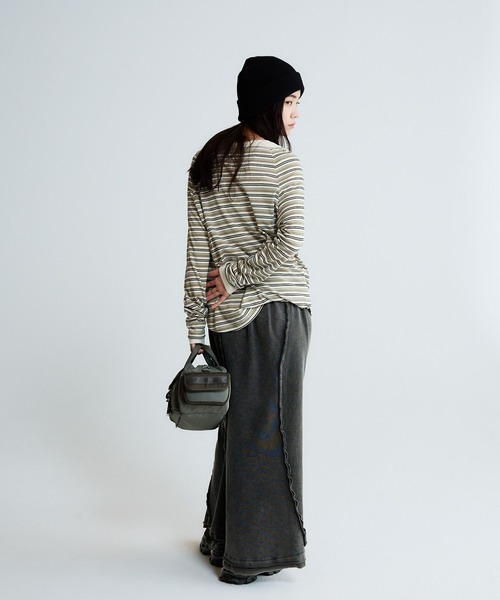 JEANASIS（ジーナシス）の「ウェーブスウェットナロースカート/654900（スカート・レディース・ピンク/チャコールグレー/グレー・FREE）」の6枚目の写真