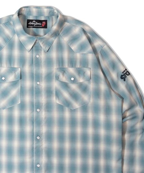 JACKROSE（ジャックローズ）の「B-TRS-ヴィンテージ加工・ウエスタンLSシャツ（短丈）（シャツ/ブラウス・メンズ・ブルー/レッド/グリーン・M/L）」の2枚目の写真