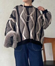 モールヤーン柄ニットプルオーバー