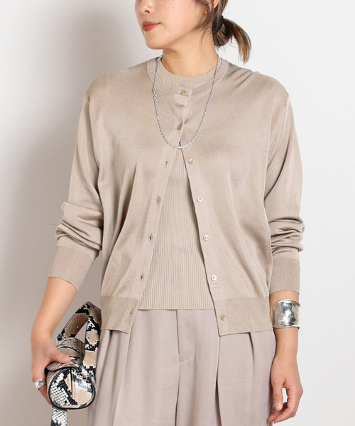 AP STUDIO（エーピーストゥディオ）の「Demure カーディガン（ニット/セーター・レディース・ベージュ/キャメル/ブラック・FREE）」の2枚目の写真