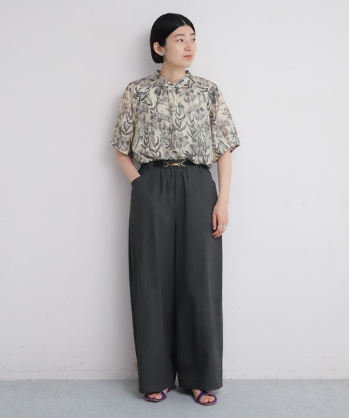 ビッグプランツ スタンドネック6分袖ブラウス | NOMBRE IMPAIR
