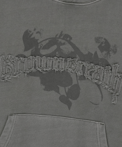 BROWNBREATH（ブラウンブレス）の「W PATCH CROP HOODIE - GREY（パーカー・レディース・その他・SMALL/MEDIUM）」の5枚目の写真