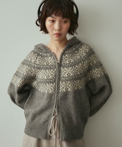 nordic hood zip knit cardigan / ノルディックフードジップニット