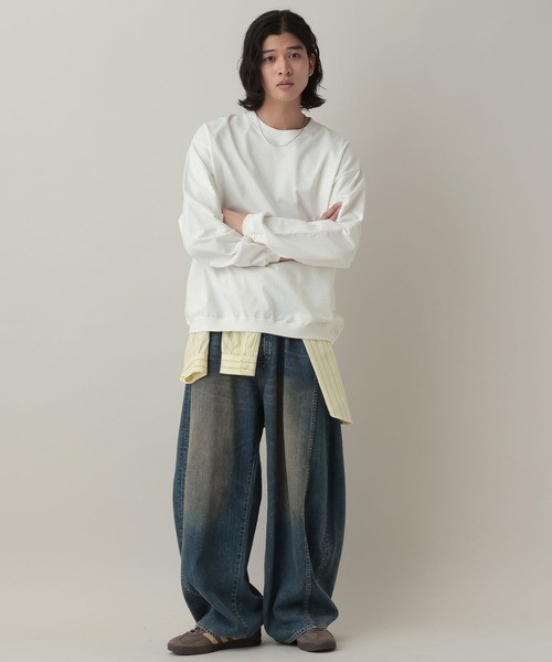 RAGEBLUE（レイジブルー）の「Pigment Mini Stitch Sweat/ピグメント加工ミニ刺繍スウェット（スウェット・メンズ・オフホワイト/その他19/グリーン/ネイビー・LARGE/MEDIUM）」の5枚目の写真